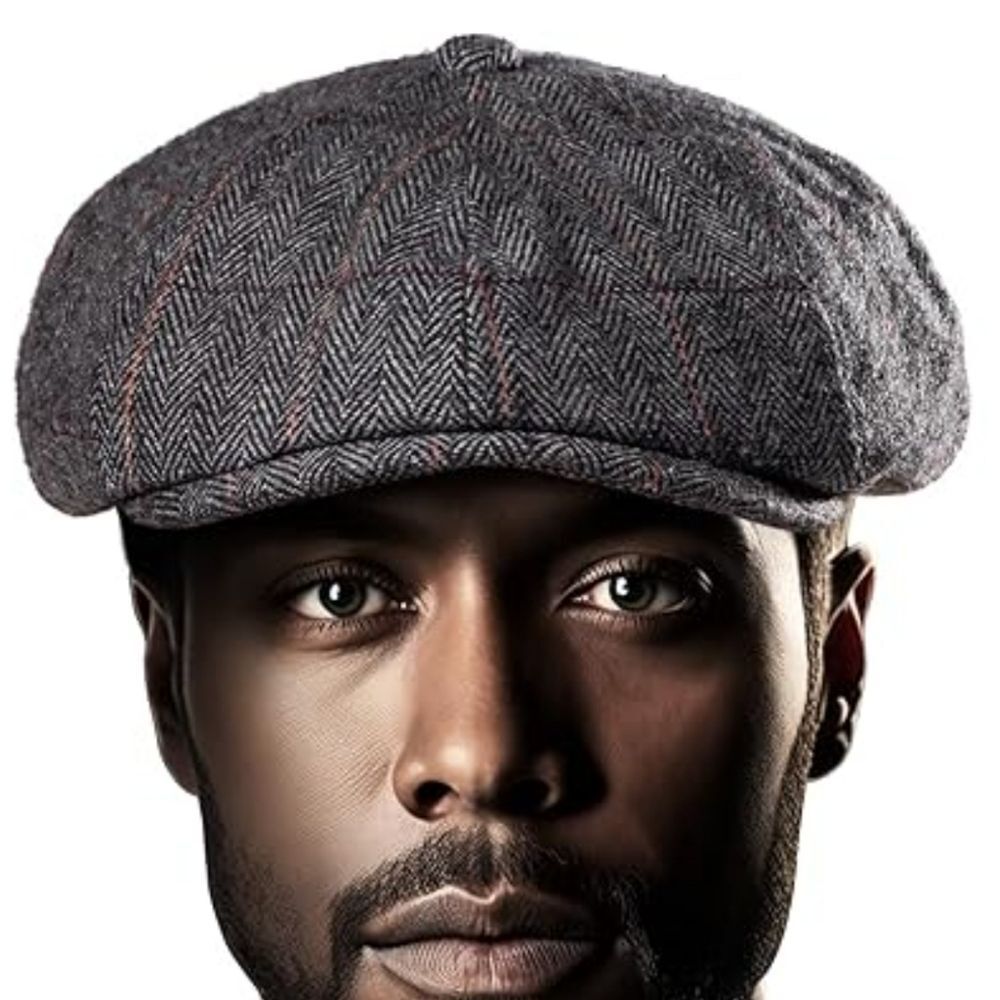 Tribe. Stash Cap. Men's Black and White Tweed Newsboy Cap. NWT. Size L/XL